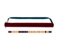 G - Base natural para diestros Bansuri, granate y verde oscuro, afinada con Tanpura A = 440 Hz, flauta de PVC + colores surtidos para cubierta de terciopelo + lecciones de flauta de hindi e inglés