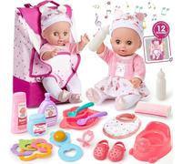 G.C Accesorios Bebe Juguete Regalo Niña, Accesorios Muñecas Y Muñeca de 36cm con 12 Sonidos & Mochila Pañales & Orinal & Biberón, Accesorios para Muñecas Juego de rol Juguetes Niña 3 4 5 6 Años
