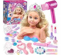 G.C Cabeza Muñeca para Peinar y Maquillar, Set Peluqueria Juguete Niña 4 5 6 7 8 Años con Secador de Pelo Maquillaje Pintauñas Accesorios para el Cabello,Busto Muñeca Peinar y Maquillar Regalo Niña
