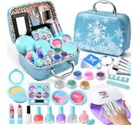 G.C Congelado Frozen Juguetes Niña 3 4 5 6 7 8 Años, Set Maquillaje con Secador de Esmalte Uñas Pintauñas Despegable Tatuajes de Purpurina Maletín Maquillaje, Kit Maquillaje Nail Art per Regalo Niñas