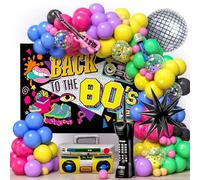 G.C Decorazioni da festa anni '80 e '90, retro disco tema di festa con addobbi a forma di palloncino, sfondo colorato, palloncini in gomma disco, palloncini in plastica 80s 90s per compleanno