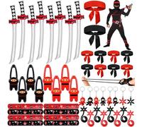 G.C Ninja Party Mitgebsel Kindergeburtstag Ninja Slap Armbänder Schlüsselanhänger Krieger Stirnband aufblasbares Zubehör Fingerschleuder elastische Flugspielzeuge Jungen Ninja Warrior Party