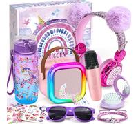 G.C Unicornios Regalos para Niñas 6 7 8 9 10 11 12 Años, Karaoke Infantil Bluetooth Microfonos, Auriculares, Kits de Botella Manualidades, Cantar Juguetes Unicornio Cumpleaños Navidad Regalo Niña