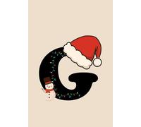 G Christmas Notebook | Personalized Initial Journal with Santa Hat & Snowman | Monogram Holiday Gift | Monochrome Minimalist Design | 400 Pages College Ruled