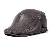 G&F Hombres Cuero Gorra De Boina Ajustable Piel De Cabra Gorra Visera Otoño Invierno (Color : Gray, Size : 57-58)