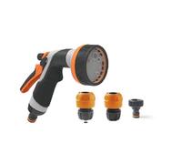 G.F. SRL, 8 Jet Easy Pistola para el riego del jardín, plantas y flores, de plástico, multichorro con 8 chorros ajustables, kit completo de accesorios y toma de grifo. Made in Italy