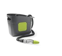 G.F. SRL Aquapop Grey Pro 15 - Tubo autoextensible de tela, fabricado en Italia, con recipiente de plástico, mini lanza y accesorios, para regar jardines y balcones, gris oscuro