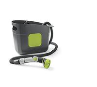 G.F. SRL Aquapop Grey Pro 25 - Tubo autoextensible de tela, fabricado en Italia, con recipiente de plástico, lanza ergonómica con 8 chorros y accesorios, para regar jardines y balcones, gris oscuro