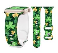 G-ficu Correa Lucky Clover para Apple Watch de 40 mm, 41 mm, 42 mm (S10) 38 mm, para mujeres y hombres, correas de silicona para iWatch Series 10, 9, 8, 7, SE, 6, 5, 4, 3, correa de regalo de tréboles