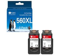 G&G PG-560XL CL-561XL Cartuchos de impresora compatibles con Canon 560 561 XL para Canon Pixma TS5350i TS5351 TS5352 TS5353 TS7450 (2 negros)