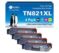 G&G TN-821 Tóner compatible con Brother TN821 TN821XL para Brother HL-L9430CDN HL-L9470CDN MFC-L9670CDN MFC-L9630CDN (TN821XL, 4 unidades)
