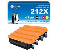 G&G Tóner 212X compatible con HP 212X 212A para HP Color Laserjet Enterprise M554dn M555dn M555x MFP M578dn M578f (negro, cian, amarillo, magenta, XL)