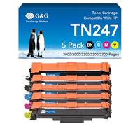 G&G Tóner compatible con Brother TN-243CMYK MFC-L3750CDW TN247 para MFC-L3770CDW DCP-L3550CDW HL-L3210CW HL-L3230CDW HL-L3270CDW (2 negros, 1 cian, 1 magenta, 1 amarillo)