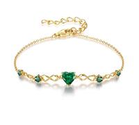 G&GEMSJEW Infinity Heart - Pulsera para mujer de plata de ley 925 con piedras natales, ajustable, para San Valentín, cumpleaños, regalo para mujeres, mujeres, mamá, novia, Mittelgroße, Plata de ley