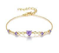 G&GEMSJEW Infinity Heart - Pulsera para mujer de plata de ley 925 con piedras natales, ajustable, para San Valentín, cumpleaños, regalo para mujeres, mujeres, mamá, novia, Mittelgroße, Plata de ley