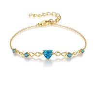 G&GEMSJEW Infinity Heart - Pulsera para mujer de plata de ley 925 con piedras natales, ajustable, para San Valentín, cumpleaños, regalo para mujeres, mujeres, mamá, novia, Mittelgroße, Plata de ley