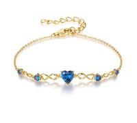 G&GEMSJEW Infinity Heart - Pulsera para mujer de plata de ley 925 con piedras natales, ajustable, para San Valentín, cumpleaños, regalo para mujeres, mujeres, mamá, novia, Mittelgroße, Plata de ley
