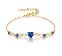 G&GEMSJEW Infinity Heart - Pulsera para mujer de plata de ley 925 con piedras natales, ajustable, para San Valentín, cumpleaños, regalo para mujeres, mujeres, mamá, novia, Mittelgroße, Plata de ley