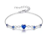 G&GEMSJEW Infinity Heart - Pulsera para mujer de plata de ley 925 con piedras natales, ajustable, para San Valentín, cumpleaños, regalo para mujeres, mujeres, mamá, novia, Mittelgroße, Plata de ley