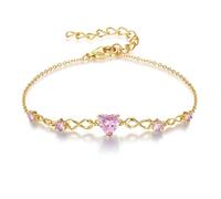 G&GEMSJEW Infinity Heart - Pulsera para mujer de plata de ley 925 con piedras natales, ajustable, para San Valentín, cumpleaños, regalo para mujeres, mujeres, mamá, novia, Mittelgroße, Plata de ley
