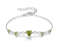 G&GEMSJEW Infinity Heart - Pulsera para mujer de plata de ley 925 con piedras natales, ajustable, para San Valentín, cumpleaños, regalo para mujeres, mujeres, mamá, novia, Mittelgroße, Plata de ley