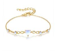 G&GEMSJEW Infinity Heart - Pulsera para mujer de plata de ley 925 con piedras natales, ajustable, para San Valentín, cumpleaños, regalo para mujeres, mujeres, mamá, novia, Mittelgroße, Plata de ley