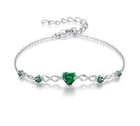 G&GEMSJEW Infinity Heart - Pulsera para mujer de plata de ley 925 con piedras natales, ajustable, para San Valentín, cumpleaños, regalo para mujeres, mujeres, mamá, novia, Mittelgroße, Plata de ley