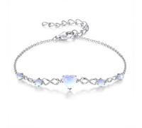 G&GEMSJEW Infinity Heart - Pulsera para mujer de plata de ley 925 con piedras natales, ajustable, para San Valentín, cumpleaños, regalo para mujeres, mujeres, mamá, novia, Mittelgroße, Plata de ley