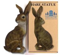G&H Decor - Estatua de conejo de jardín sentado de 24 cm, figura de conejo de resina para exteriores, resistente a la intemperie, adorno de césped altamente detallado, adecuado para uso en interiores