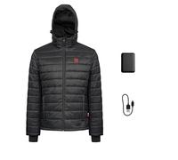 G-HEAT - Chaqueta de plumón con calefacción EVO - Aislante - Ligero - Capucha desmontable - Posibilidades de uso urbano, deporte, trabajo. Incluye pilas y cable de carga, Negro , XL
