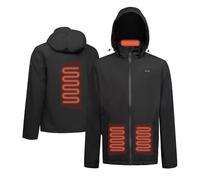 G-HEAT - Chaqueta térmica con capucha, unisex, impermeable, cortavientos, forro polar. Usos: Ciudad, Al aire libre, Trabajo, actividades al aire libre.. Incluye batería y cable de carga, Negro , L