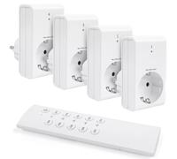G-Homa Enchufe inalámbrico con mando a distancia, juego de 4 enchufes con 1 mando a distancia para electrodomésticos, iluminación navideña, 30 m, gran alcance, programable, 2300 W/10 A, lista CE,