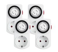 G-Homa Temporizador Analogico, Programa de 24 Horas, Temporizador Enchufe para Uso Interior, Ciclo Encendido/Apagado Diario, para Luces, Lamparas, 4 Pack