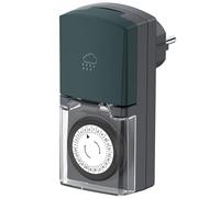 G-Homa Temporizador de enchufe para exterior, temporizador mecánico de 24 horas para exterior con protección infantil y cubierta de protección, IP44 impermeable, para luces, bombas de piscina