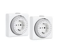 G-Homa Temporizador Mecánico Analógico para Interiores con 96 segmentos, Intervalo de Conmutación de 15 Minutos, Ciclo de Encendido/Apagado Diario, para Decoración Navideña, Seguridad Infantil, 2 Pack