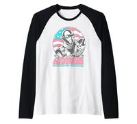 G.I. Joe Classic Snake Eyes with American Flag Portrait Camiseta Manga Raglan