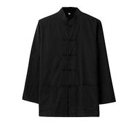 G-LIKE Camisa de caballero china - Arte marcial tradicional Kung Fu Tai Chi Wushu Clásico Estilo Tangzhuang Manga larga Uniforme de entrenamiento Primavera Otoño Ropa de ocio, Negro , XXL