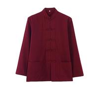 G-LIKE Camisa de caballero china - Arte marcial tradicional Kung Fu Tai Chi Wushu Clásico Estilo Tangzhuang de manga larga - Chaqueta de entrenamiento y uniforme - Ropa de ocio para primavera y otoño