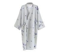 G-LIKE Kimono japonés, bata de noche, albornoz tradicional, estilo Yukata de Haori, 100 % algodón, primavera, verano, ropa de dormir ligera y fina, para hombre y mujer Gris para hombre. M