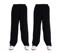 G-LIKE Pantalones de entrenamiento de Tai Chi, artes marciales, 2 unidades, para artes marciales, Taiji Kung Fu Wushu Yoga Unisex Mujer Hombre Pantalones Casual Pantalones de Rayón, Negro , XXL