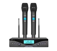 G-MARK Sistema de micrófono inalámbrico, Profesional UHF de Doble Canal de Mano inalámbrico dinámico Mic Set para el hogar Karaoke, Iglesia, DJ, Boda, Reunión, Eventos, 200ft Alcance