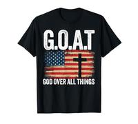 G.O.A.T Dios sobre Todas Las Cosas Fe Americana Cristiano Jesús Camiseta