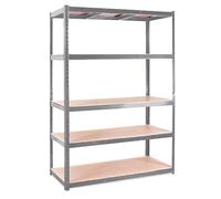 G-Rack Estantería para garaje: 180 cm x 120 cm x 60 cm, compartimento individual, color gris, unidad de 5 niveles, peso de carga de 175 kg por nivel (875 kg por unidad), uso doméstico, oficina, garaje
