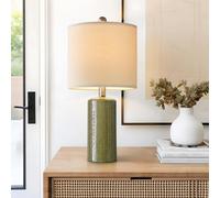G-SAFAVA Lámpara de mesa individual pequeña de 20.2 pulgadas para dormitorio, mesita de noche moderna de cerámica para casa de campo, lámpara de mesa auxiliar verde para sala de estar boho