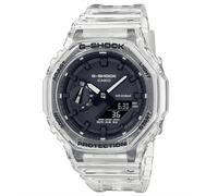 Casio Reloj Cuarzo Hombre 48.00mm con dial Digital Negro y Correa de Plastic/Resin Bracelet Transparente GA-2100SKE-7AER