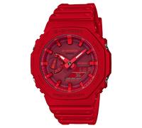 G-SHOCK - Reloj digital Casio GA-2100-4AER G-Shock para hombre, resistente a golpes y agua hasta 200 m, con luz LED, alarma, cronómetro y calendario, correa y caja rojas