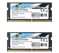 Ripjaws F4-2666C19D-32GRS módulo de memoria 32 GB 2 x 16 GB DDR4 2666 MHz, Memoria RAM 32 GB, 2 x 16 GB, DDR4, 2666 MHz