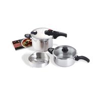 G-sola set de ollas a presión 4 l y 6 l - acero inoxidable 18/10, triple seguridad, cocción rápida y súper rápida, aptas todo tipo de cocinas, incluye tapa, cestillo y recetario david de jorge 22 cm