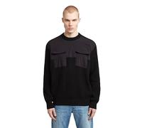 G-STAR 8719965012981 Men's Woven Mix r Knit Sweater, Negro (Dk Black D26725-C868-6484), L, Negro Dk Black D26725-c868-6484, L