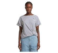 G-STAR Camiseta para Mujer a Rayas Knot R T Wmn, Lt Chalk/Mid Blue Stripe D26224-c339-h204, XL